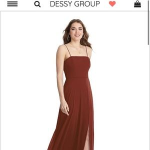 Dessy square chiffon dress in Auburn Moon